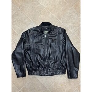 VTG‎ Hein Gericke Black Leather Jacket Women 38 Motorcycle Biker Vented Lined
